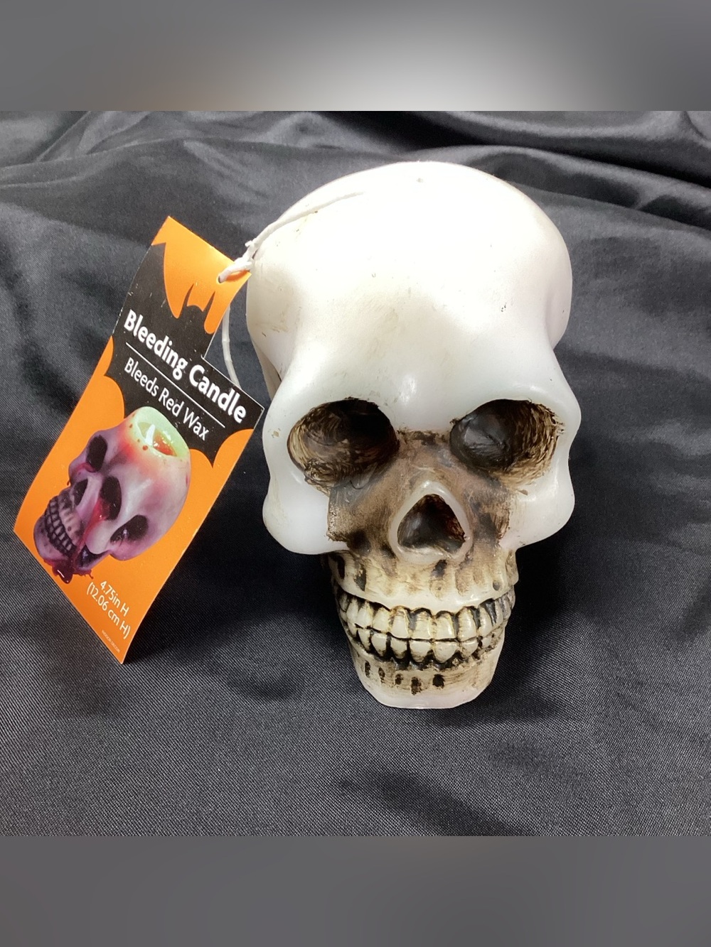White Bleeding Skull Candle Halloween Spooky Scary Decor